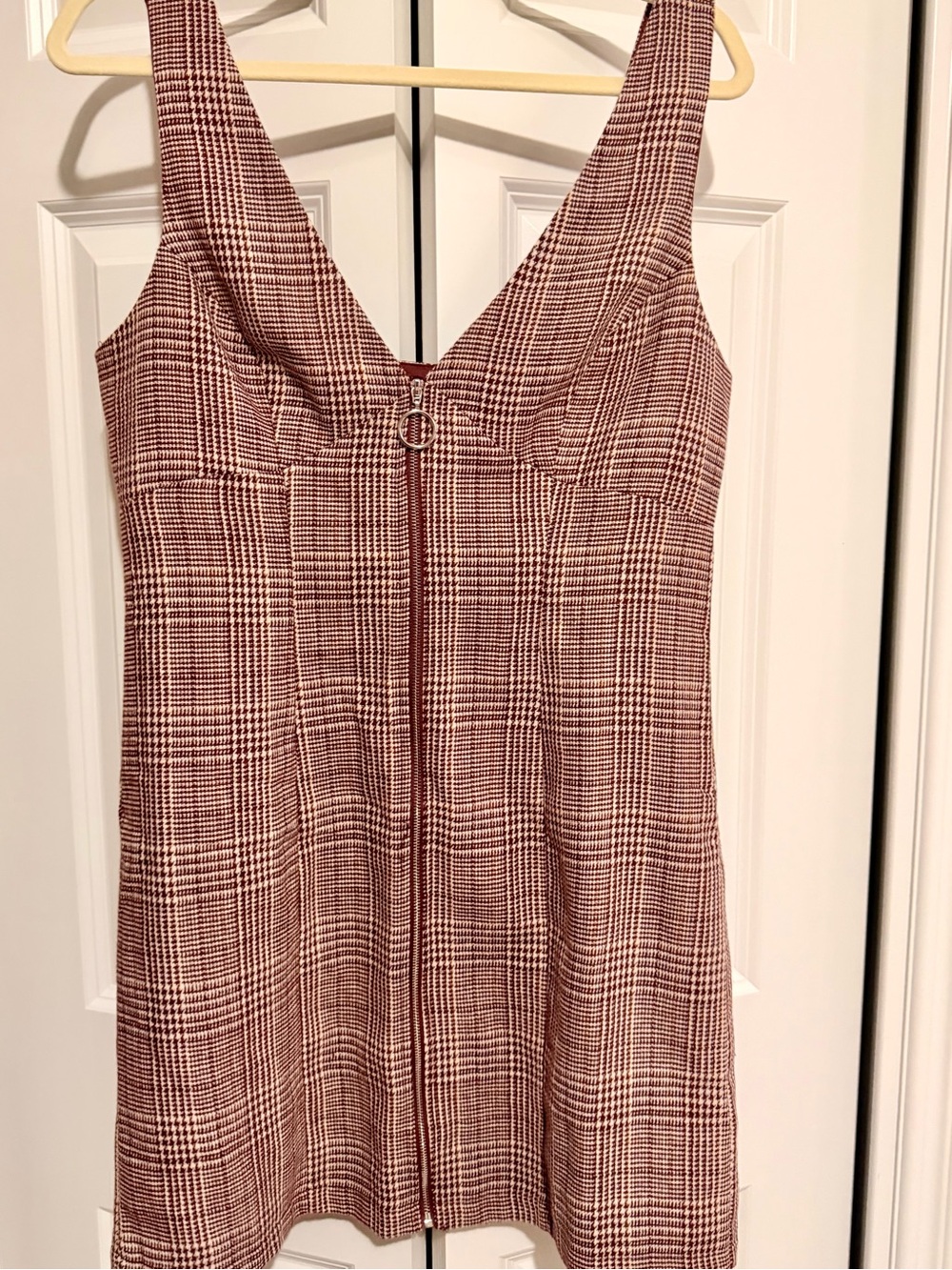 Forever 21 Rose Plaid Zip-Front Sleeveless Mini Dress